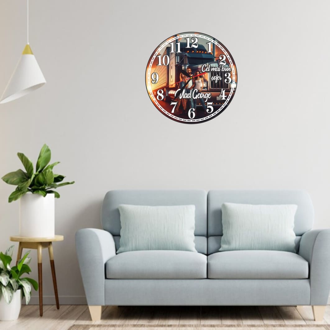 CMSUV116... Ceas Sofer, Tirist, Personalizat, Lemn, 40 cm, CMSUV116 - imagine 2