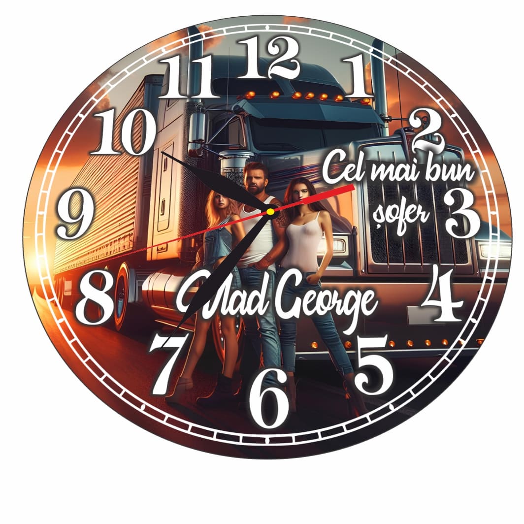 CMSUV116.. Ceas Sofer, Tirist, Personalizat, Lemn, 40 cm, CMSUV116 - imagine 5