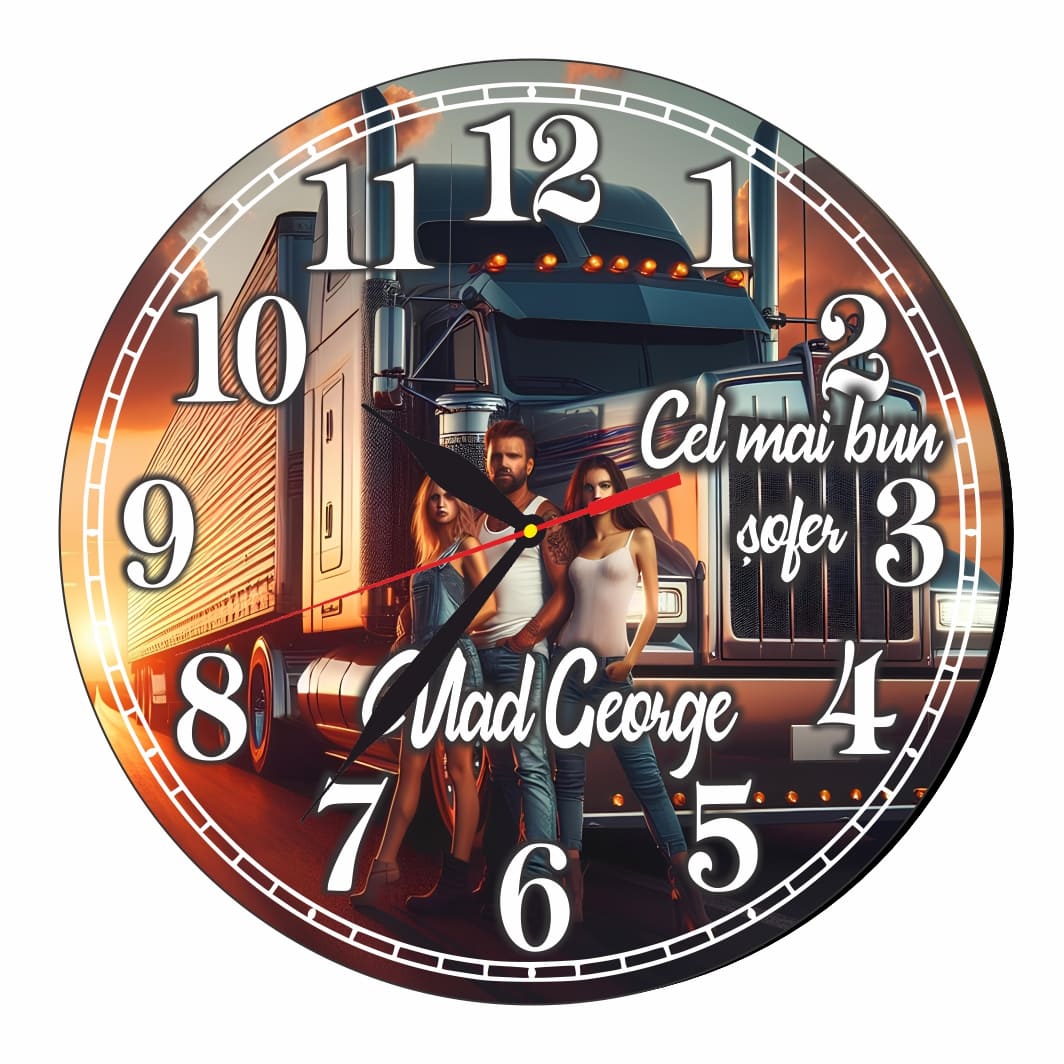 CMSUV116 Ceas Sofer, Tirist, Personalizat, Lemn, 40 cm, CMSUV116 - imagine 1