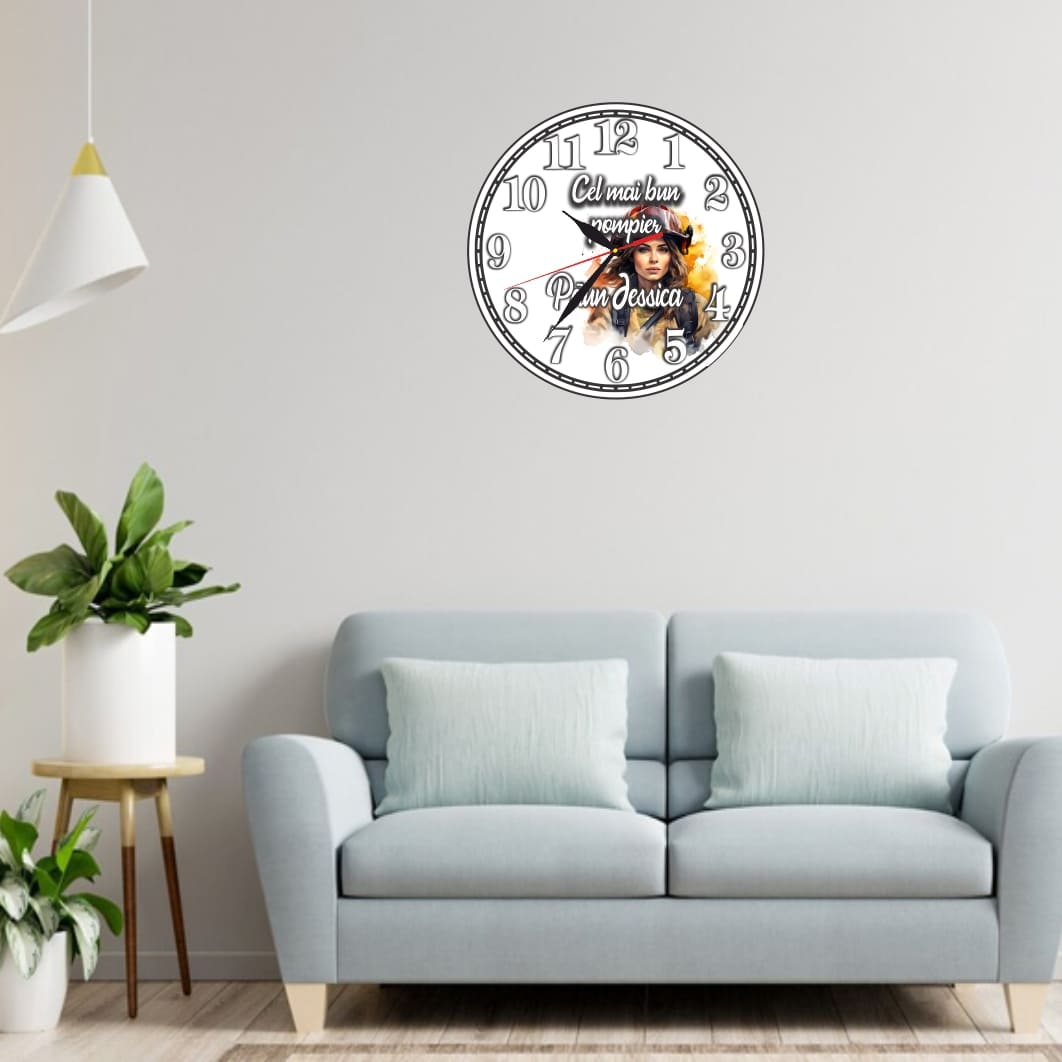 CMSUV118... Ceas Pompier, Personalizat, Lemn, 40 cm, CMSUV118 - imagine 2