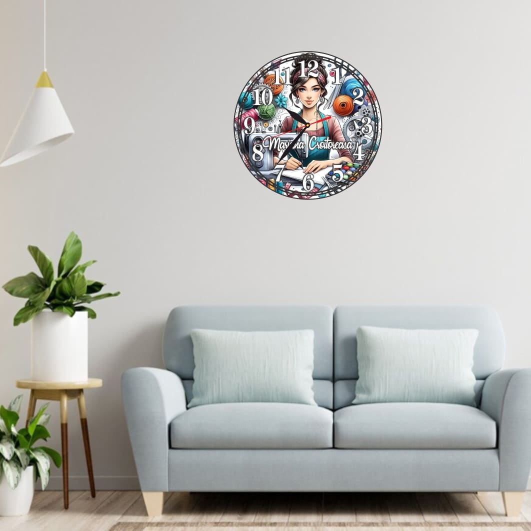 CMSUV138... Ceas Croitorie, Personalizat, Lemn, 40 cm, CMSUV0138 - imagine 2