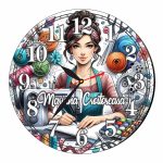 Ceas Croitorie, Personalizat, Lemn, 40 cm, CMSUV0138