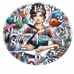 Ceas Croitorie, Personalizat, Lemn, 40 cm, CMSUV0138 - imagine 5