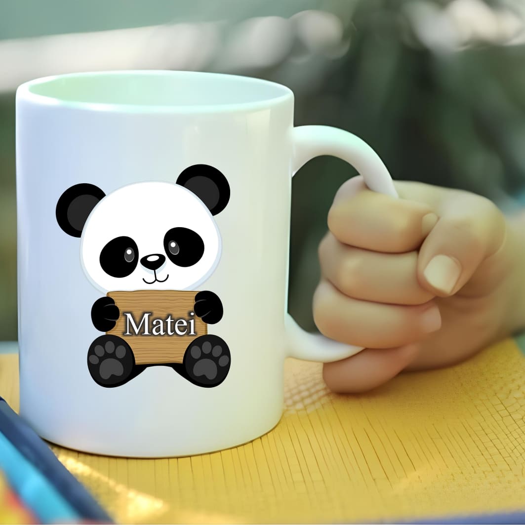 CDUV016. Cana personalizata, Alba, Urs Panda, 350 ml, CDUV016 - imagine 3