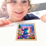 Puzzle din lemn, Stitch, 16 piese, Multicolor, 17x17 cm, PDUV002 - imagine 4