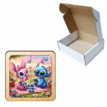Puzzle din lemn, Stitch, 4 piese, Multicolor, 10x10 cm, PDUV007 - imagine 3