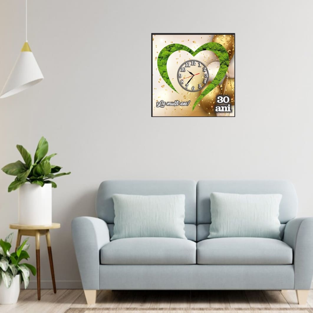 CAVUV007. Ceas Licheni, Personalizat, Aniversar, Lemn, 40x40cm, CAVUV007 - imagine 2