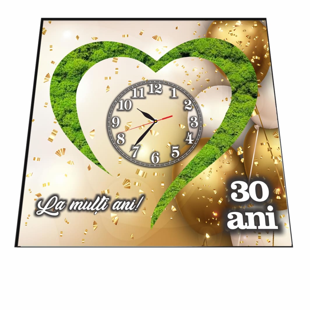 CAVUV007.. Ceas Licheni, Personalizat, Aniversar, Lemn, 40x40cm, CAVUV007 - imagine 3