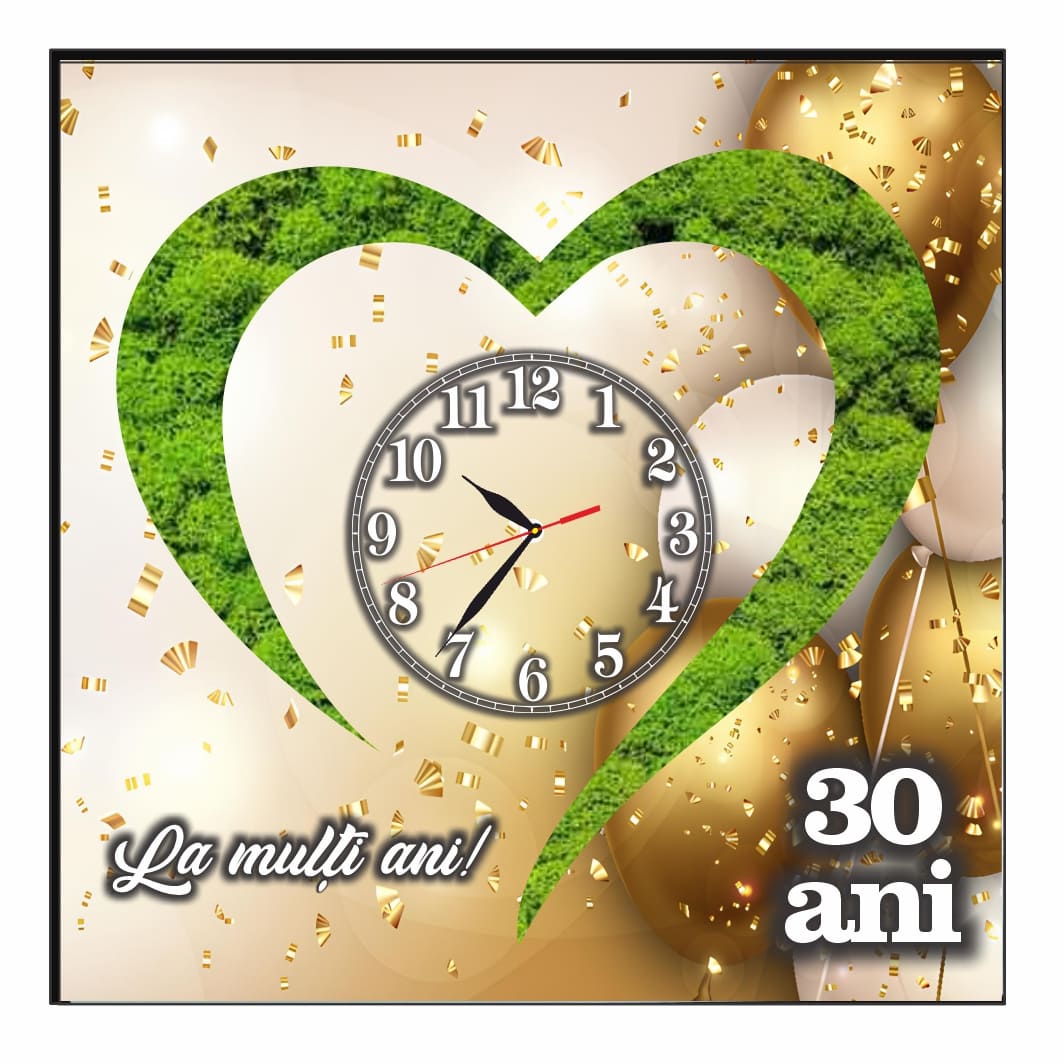 CAVUV007 Ceas Licheni, Personalizat, Aniversar, Lemn, 40x40cm, CAVUV007 - imagine 1