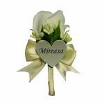 Cocarde Nunta, Model Inima Floral, Trandafir, Argintiu-Crem, CFL011 - imagine 2