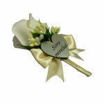 Cocarde Nunta, Model Inima Floral, Trandafir, Argintiu-Crem, CFL011 - imagine 8