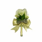 Cocarde Nunta, Model Papion Floral, Trandafir, Argintiu-Crem, CFL010 - imagine 4