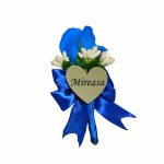 Cocarde Nunta, Model Inima Floral, Trandafir, Argintiu-Albastru, CFL013 - imagine 11