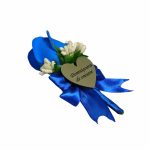 Cocarde Nunta, Model Inima Floral, Trandafir, Argintiu-Albastru, CFL013 - imagine 7