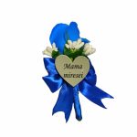 Cocarde Nunta, Model Inima Floral, Trandafir, Argintiu-Albastru, CFL013 - imagine 3