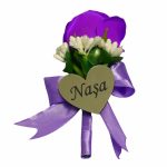 Cocarde Nunta, Model Inima Floral, Trandafir, Argintiu-Mov, CFL007 - imagine 6