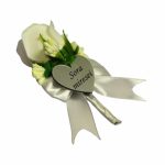 Cocarde Nunta, Model Inima Floral, Trandafir, Argintiu-Alb, CFL015 - imagine 3