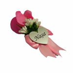 Cocarde Nunta, Model Inima Floral, Trandafir, Argintiu-Roz Pudra, CFL003 - imagine 5