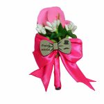 Cocarde Nunta, Model Papion Floral, Trandafir, Argintiu-Roz Fucsia, CFL009 - imagine 5