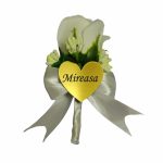 Cocarde Nunta, Model Inima Floral, Trandafir, Auriu-Alb, CFL016 - imagine 6