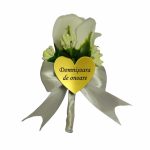 Cocarde Nunta, Model Inima Floral, Trandafir, Auriu-Alb, CFL016 - imagine 7