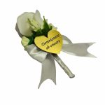 Cocarde Nunta, Model Inima Floral, Trandafir, Auriu-Alb, CFL016 - imagine 5