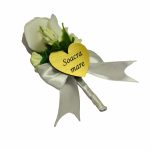 Cocarde Nunta, Model Inima Floral, Trandafir, Auriu-Alb, CFL016 - imagine 8