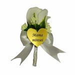 Cocarde Nunta, Model Inima Floral, Trandafir, Auriu-Alb, CFL016 - imagine 11