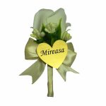 Cocarde Nunta, Model Inima Floral, Trandafir, Auriu-Crem, CFL020 - imagine 9