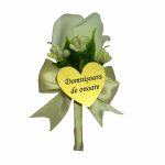 Cocarde Nunta, Model Inima Floral, Trandafir, Auriu-Crem, CFL020 - imagine 7