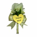 Cocarde Nunta, Model Inima Floral, Trandafir, Auriu-Crem, CFL020 - imagine 5