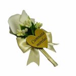 Cocarde Nunta, Model Inima Floral, Trandafir, Auriu-Crem, CFL020 - imagine 3