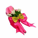 Cocarde Nunta, Model Papion Floral, Trandafir, Auriu-Roz Fucsia, CFL023 - imagine 11