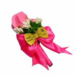 Cocarde Nunta, Model Papion Floral, Trandafir, Auriu-Roz Fucsia, CFL023 - imagine 7