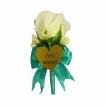 Cocarde Nunta, Model Inima Floral, Trandafir, Auriu-Verde, CFL031 - imagine 4