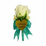 Cocarde Nunta, Model Inima Floral, Trandafir, Auriu-Verde, CFL031 - imagine 2