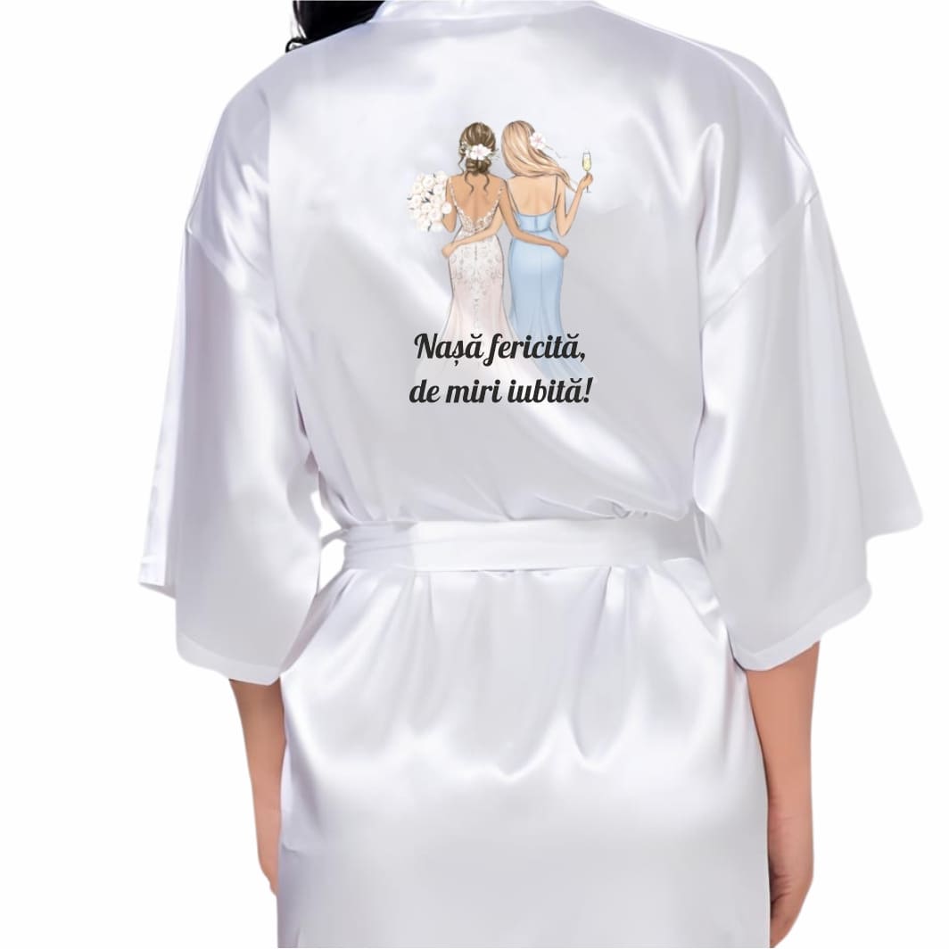 HNN001. Halat Nasa, Personalizat, Nunta, Alb, Satin, HNN001 - imagine 3