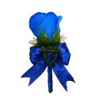 Cocarde Nunta, Model Inima Floral, Trandafir, Auriu-Albastru, CFL018 - imagine 11