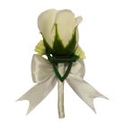 Cocarde Nunta, Model Inima Floral, Trandafir, Argintiu-Alb, CFL015 - imagine 13