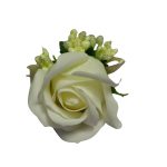 Cocarde Nunta, Model Inima Floral, Trandafir, Argintiu-Crem, CFL011 - imagine 10