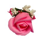 Cocarde Nunta, Model Inima Floral, Trandafir, Argintiu-Roz Fucsia, CFL008 - imagine 11