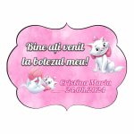Pancarta Bine Ati Venit, Personalizata, Botez, Pisica Marrie, 40x31cm, PBBUV002