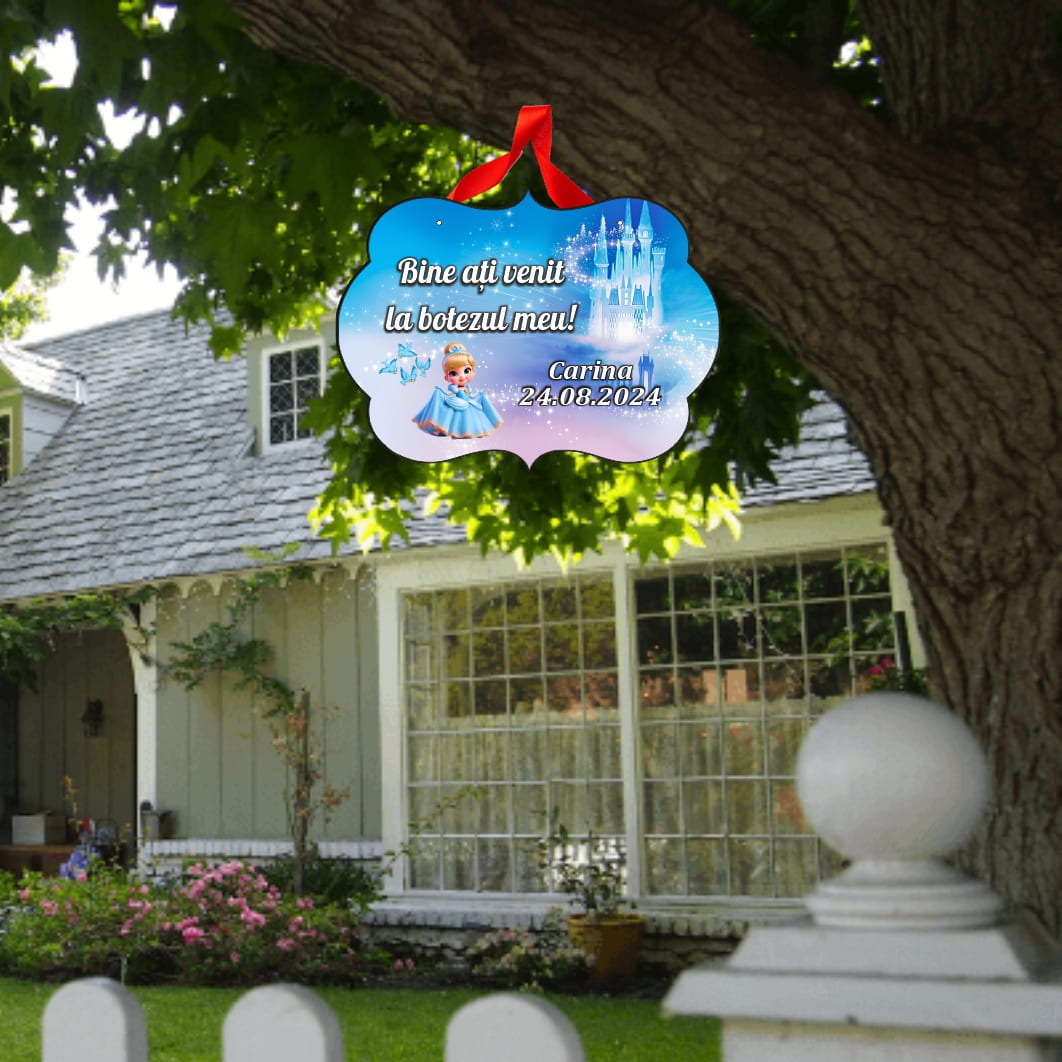 PBBUV008. Pancarta Bine Ati Venit, Personalizata, Botez, Cenusareasa, 40x31cm, PBBUV008 - imagine 2