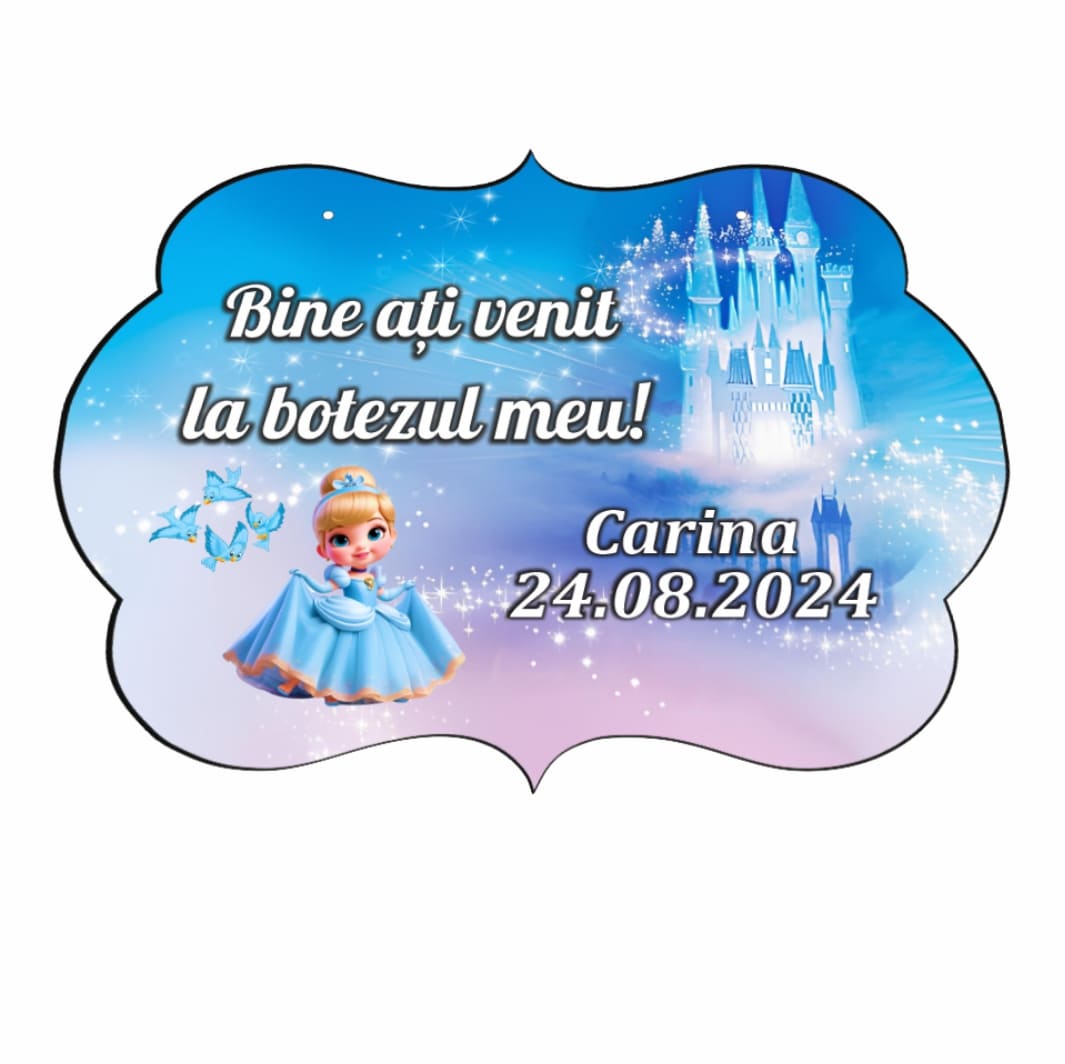 PBBUV008... Pancarta Bine Ati Venit, Personalizata, Botez, Cenusareasa, 40x31cm, PBBUV008 - imagine 3