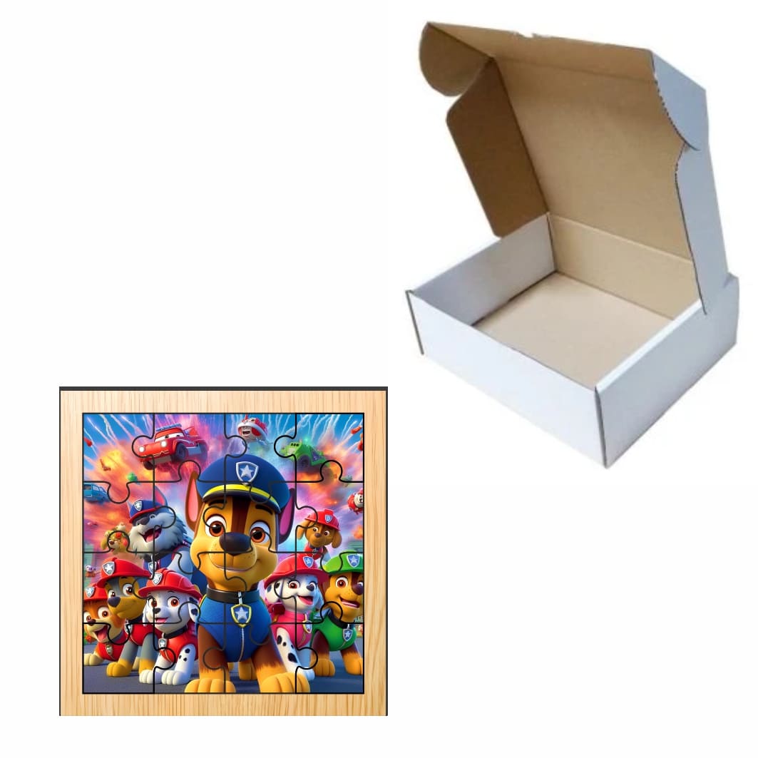 PDUV025.. Puzzle din lemn, Patrula Catelusilor, 16 piese, Multicolor, 17x17 cm, PDUV025 - imagine 3