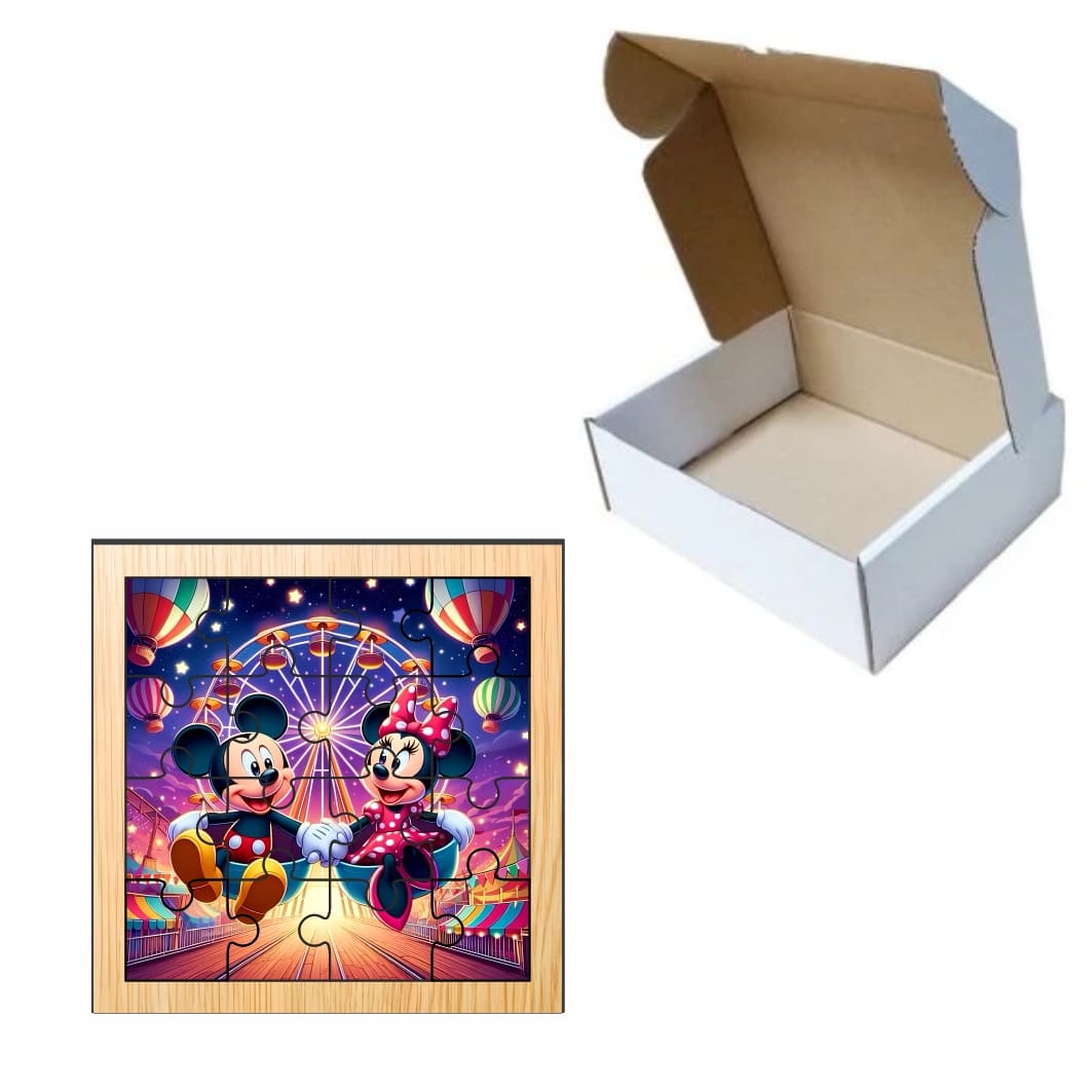 PDUV027.. Puzzle din lemn, Minnie Mouse, Mickey Mouse, 16 piese, Multicolor, 17x17 cm, PDUV027 - imagine 3