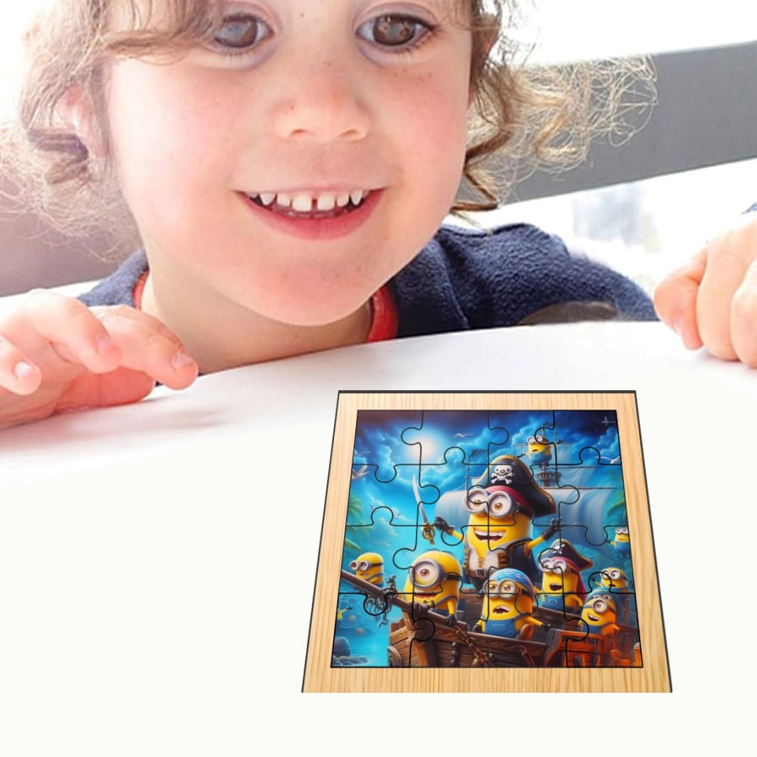 PDUV036... Puzzle din lemn, Minioni, 16 piese, Multicolor, 17x17 cm, PDUV036 - imagine 4
