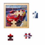 Puzzle din lemn, Cars, 16 piese, Multicolor, 17x17 cm, PDUV039 - imagine 2