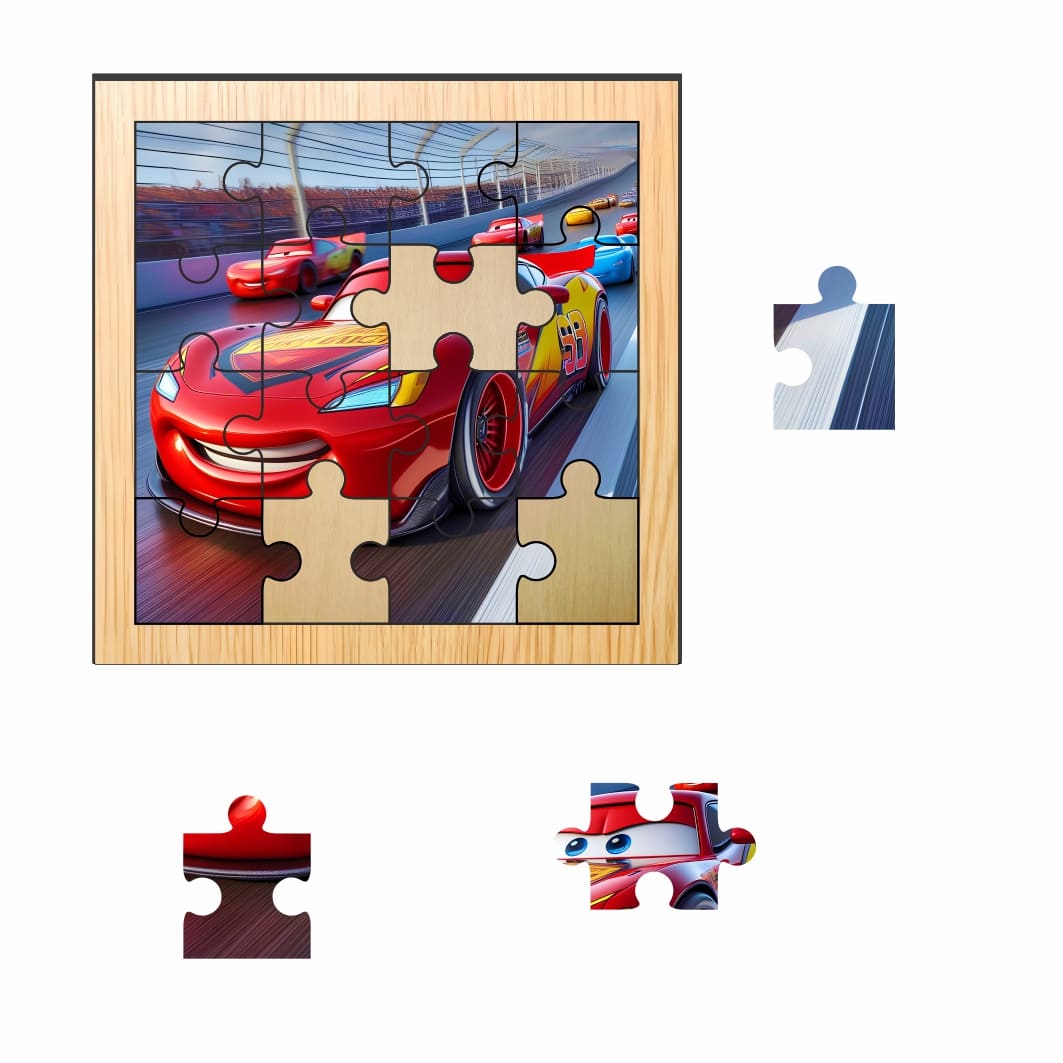 PDUV039. Puzzle din lemn, Cars, 16 piese, Multicolor, 17x17 cm, PDUV039 - imagine 2