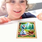 Puzzle din lemn, Olaf, 16 piese, Multicolor, 17x17 cm, PDUV045 - imagine 4